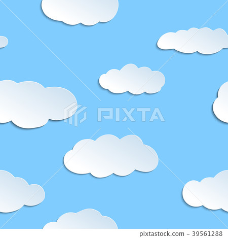 Seamless pattern with papercraft clouds 39561288