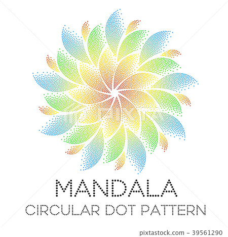 Dotted colored mandala. Circular dot pattern. 39561290