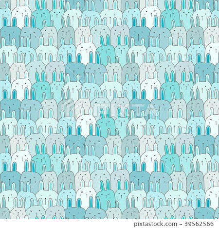 Hand Drawn Cute Bunny Vector Pattern Background - Stock Illustration ...