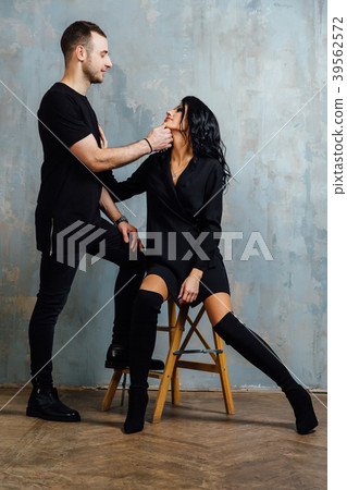 Portrait of handsome couple in denim fashion Portrait of handsome couple in denim fashion 39562572