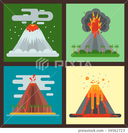 Volcano magma vector nature blowing up with smoke-插圖素材 [39562723] - PIXTA圖庫