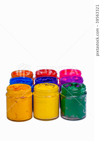colorful of Plastisol ink in glass bottles. colorful of Plastisol ink in glass bottles. 39563321