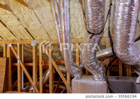 Framework showing HVAC vents being installed. Framework showing HVAC vents being installed. 39566194