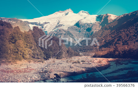 Valley of river Cauquenes and mountain Tronador Valley of river Cauquenes and mountain Tronador 39566376