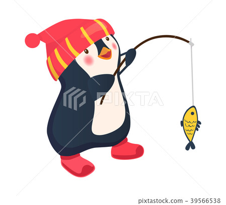 penguin fisherman caught fish 39566538
