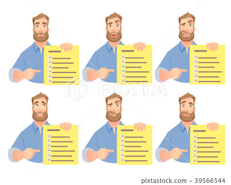 man holding checklist set man holding checklist set 39566544