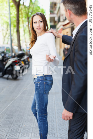 Man trying to acquainting with girl Man trying to acquainting with girl 39575648