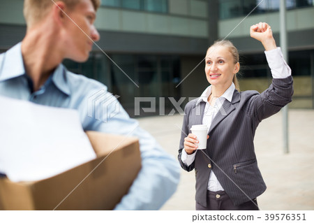 Director woman is wishing good luck to employee 39576351