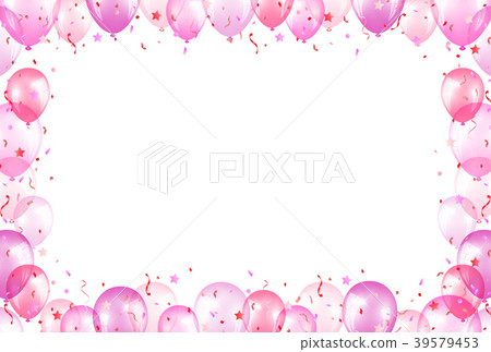 Balloons frame pink background - Stock Illustration [39579453] - PIXTA