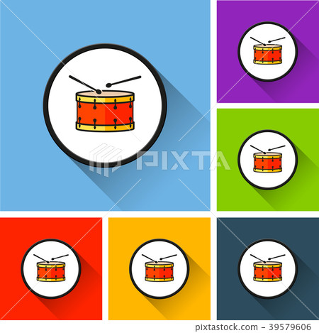 drum icons with long shadow 39579606