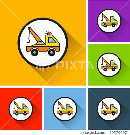 tow truck icons with long shadow 39579607
