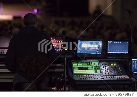 Outdoor festival PA table / summer outdoor music event concept 39579987