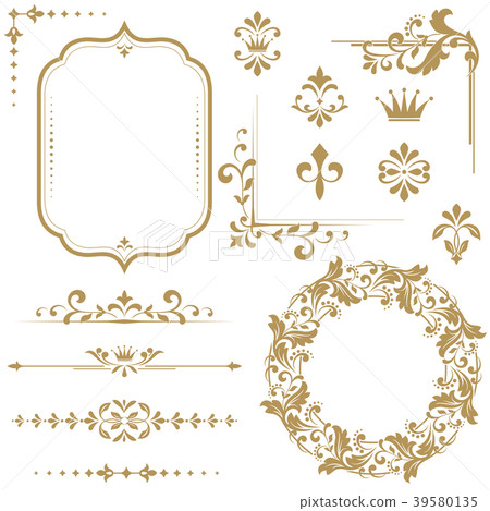 Vintage Set. Floral elements for design monograms 39580135