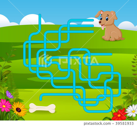 Puzzle game template with dog and bone 39581933