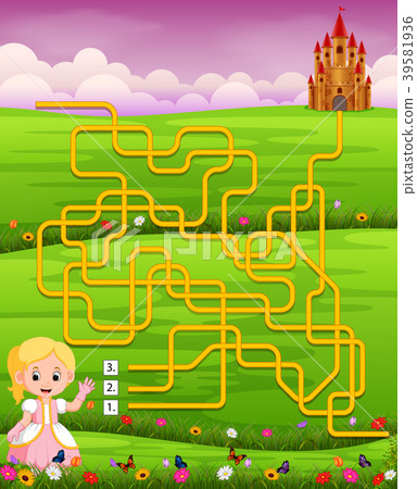 Maze game template with princess Maze game template with princess 39581936