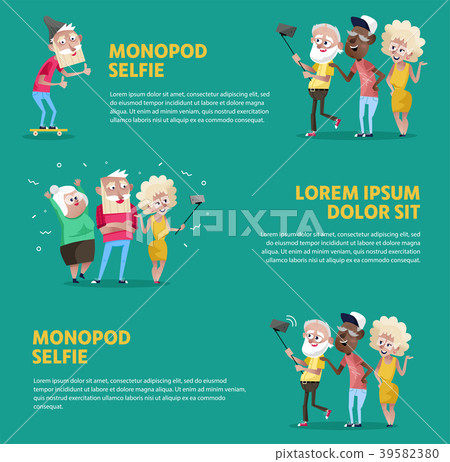 Poster of people taking selfie with monopod 39582380