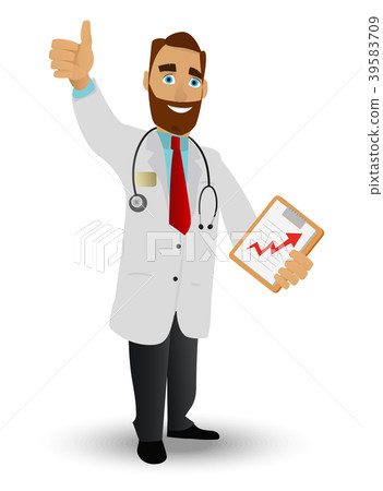 Portrait of a smiling doctor in a lab coat with a Portrait of a smiling doctor in a lab coat with a 39583709