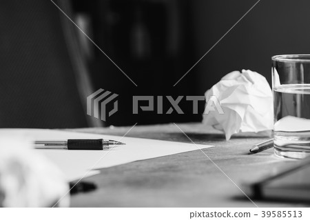 View of the workplace. Open notebook over table. View of the workplace. Open notebook over table. 39585513