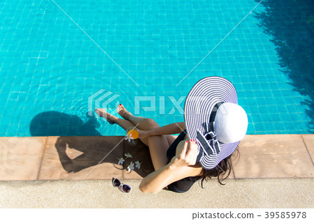 Lifestyle Woman in swimsuit relaxing and happy Lifestyle Woman in swimsuit relaxing and happy 39585978