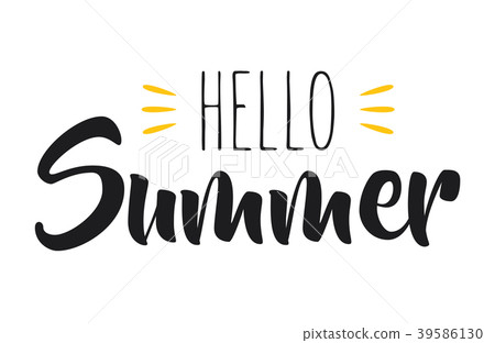 Hand drawn lettering composition of hello summer w - Stock Illustration ...