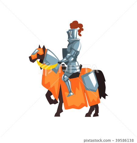 插图素材 flat vector icon of medieval knight on horseback 查看