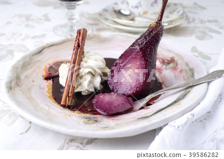 Poarched Pear on Plate 39586282