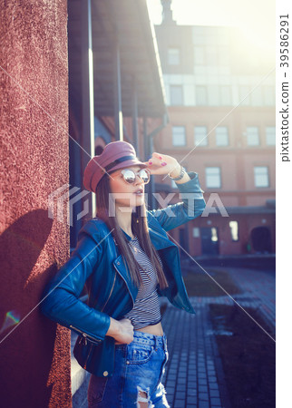 portrait of white european girl with long hair 39586291