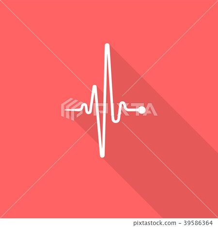 White heartbeat line on red background 39586364