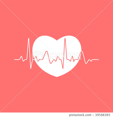 Heartbeat sinusoidal line with white heart 39586365