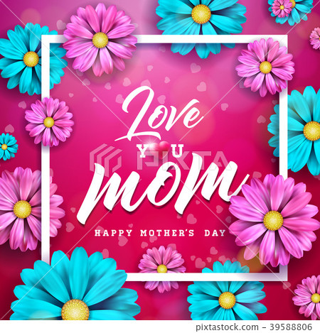 Happy Mothers Day Greeting card design with flower 39588806