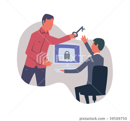 Concept on the topic of cybersecurity. One person 39589750