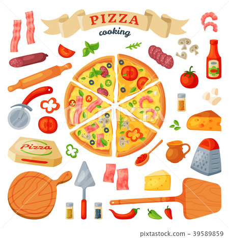 Pizza vector italian food with cheese and tomato 39589859