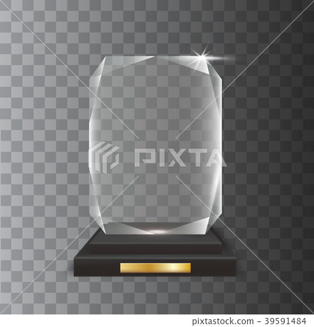 Transparent Realistic Acrylic Glass Trophy Award Transparent Realistic Acrylic Glass Trophy Award 39591484