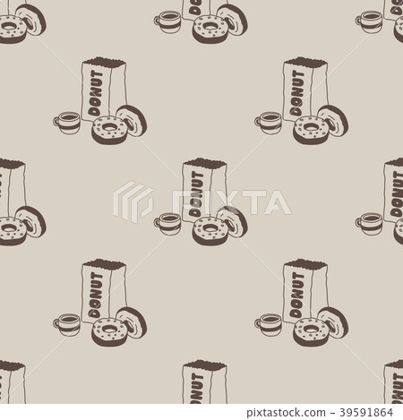 Donut vector Coffee Seamless Pattern background 39591864