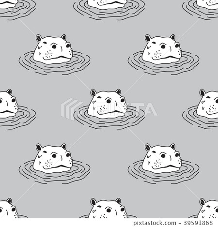 Hippo Vector hippopotamus Seamless Pattern 39591868
