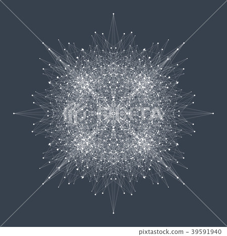Fractal element with connected lines and dots. Big Fractal element with connected lines and dots. Big 39591940