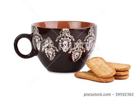 mug with cookies on isolated white background mug with cookies on isolated white background 39592362