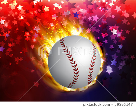 Dirty baseball speeding through the air on fire 39595147