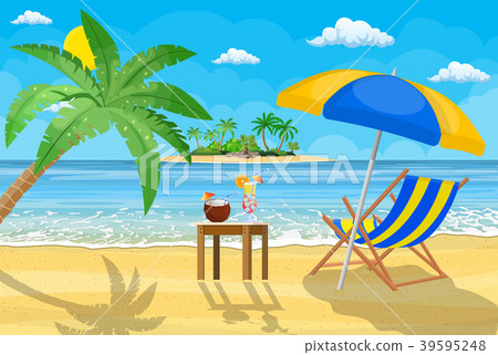 Landscape of wooden chaise lounge, 39595248