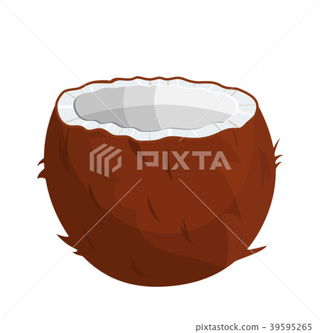 Ripe coconuts and half coconut on white. 39595265