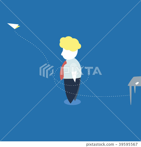 flat design of fat curly hair businessman 39595567