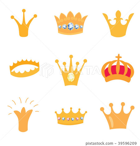 Set of gold crown icons. Vector isolated elements - Stock Illustration ...