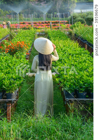 Vietnamese woman with traditional dress Vietnamese woman with traditional dress 39596679