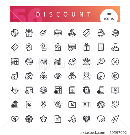 Discount Line Icons Set 39597092