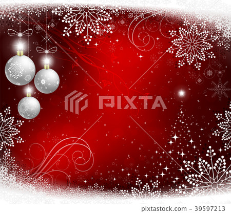 Christmas red background with white balls and - Stock Illustration ...