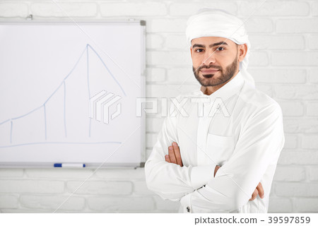 Handsome young muslim male in traditional Islamic Handsome young muslim male in traditional Islamic 39597859