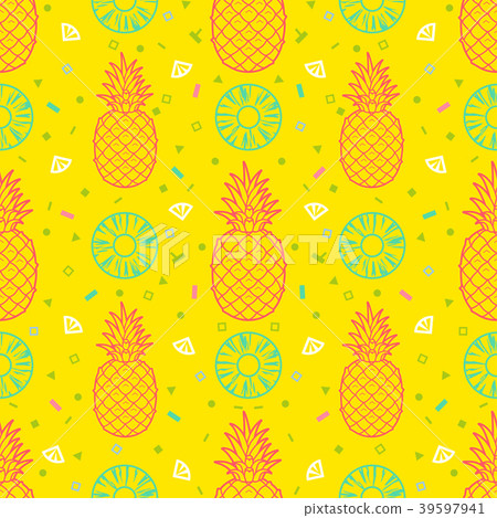 Pineapple fruits seamless pattern background 39597941