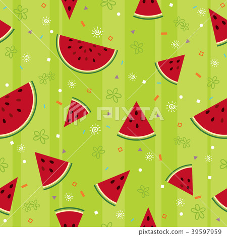 Watermelon fruit seamless pattern background - Stock Illustration ...