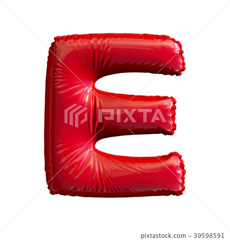 Red letter E made of inflatable balloon isolated 39598591