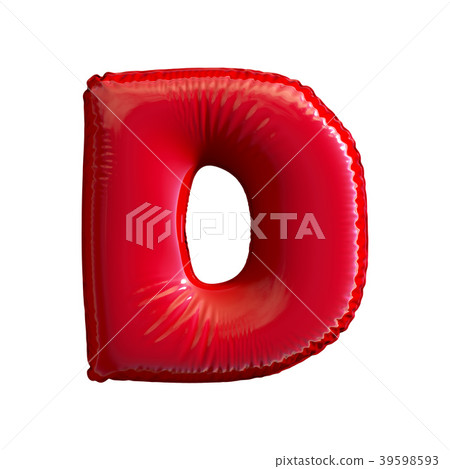Red letter D made of inflatable balloon isolated 39598593